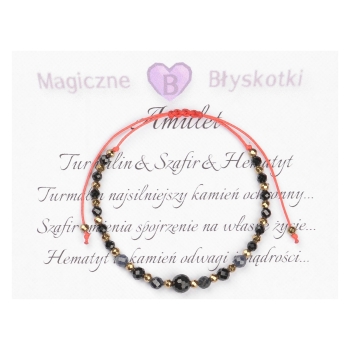 Bransoletka celebrytka czarny TURMALIN SZAFIR HEMATYT ochrona i optymizm